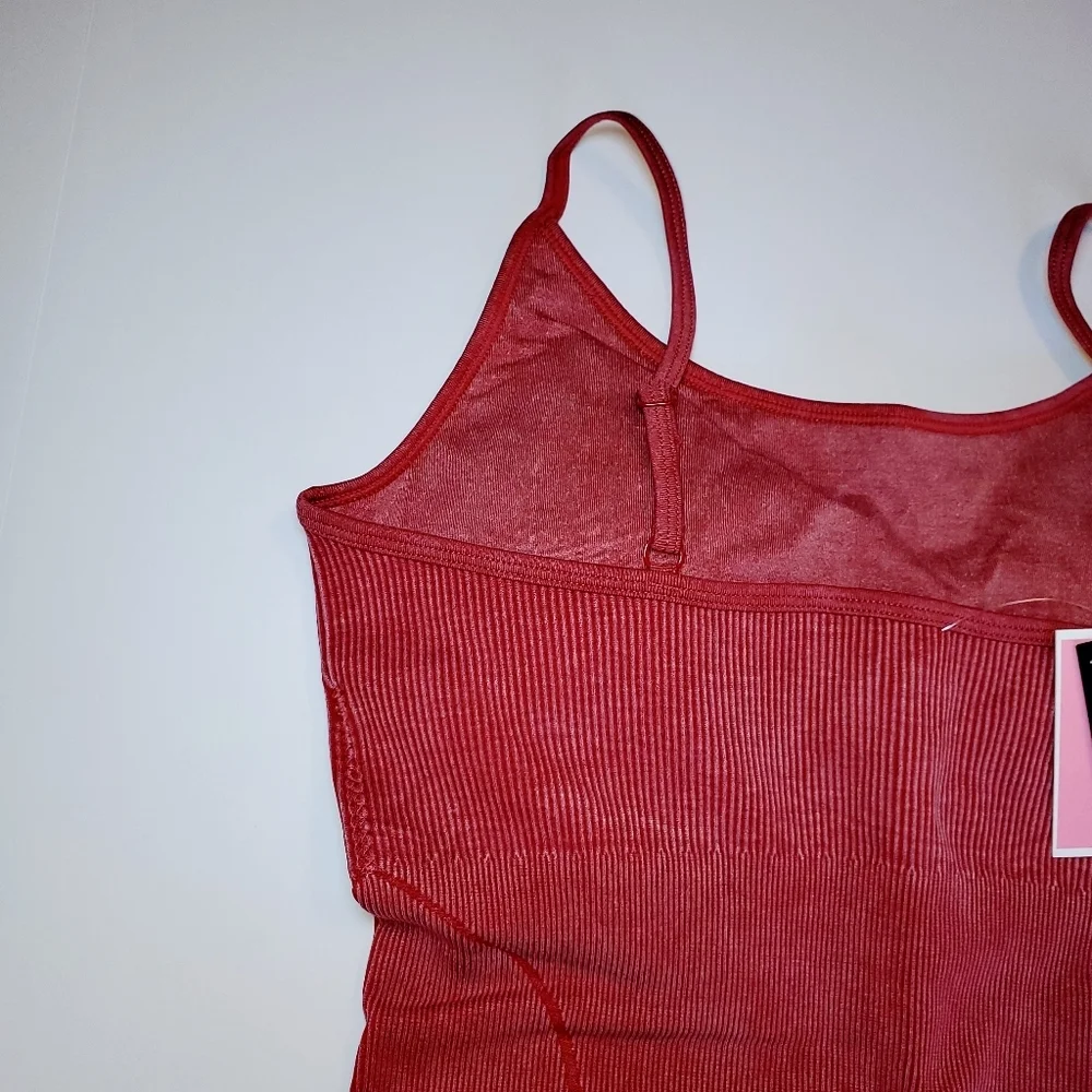 NWT PrettyLittleThing Red Acid Wash Seamless Gym Unitard Sz XXL